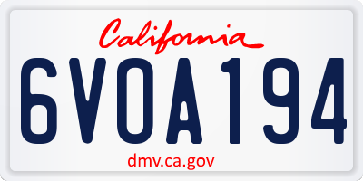 CA license plate 6VOA194