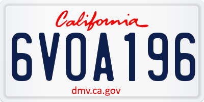 CA license plate 6VOA196
