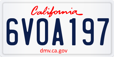 CA license plate 6VOA197