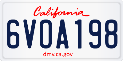 CA license plate 6VOA198