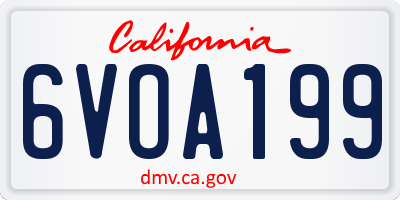 CA license plate 6VOA199