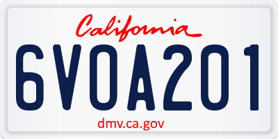 CA license plate 6VOA201