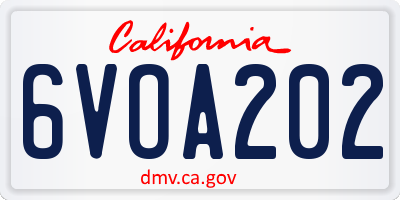 CA license plate 6VOA202