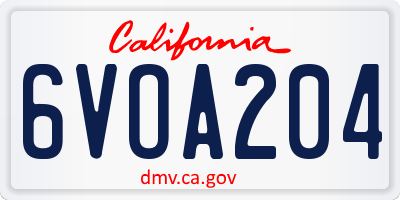 CA license plate 6VOA204