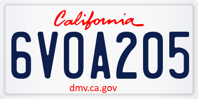 CA license plate 6VOA205