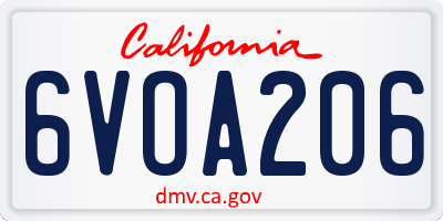 CA license plate 6VOA206