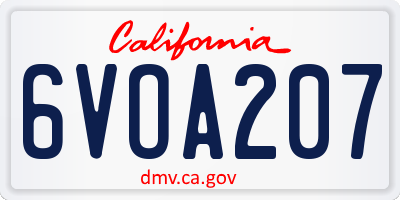 CA license plate 6VOA207