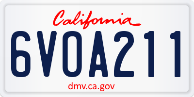 CA license plate 6VOA211