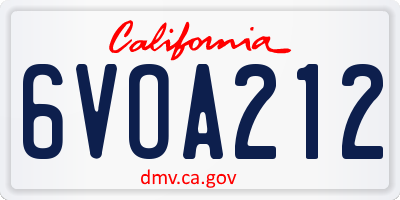 CA license plate 6VOA212
