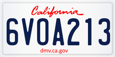 CA license plate 6VOA213