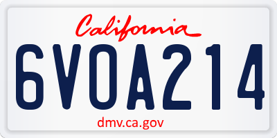CA license plate 6VOA214