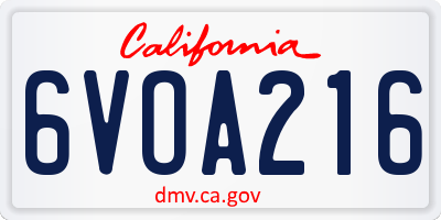 CA license plate 6VOA216
