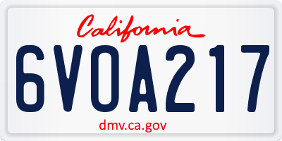 CA license plate 6VOA217