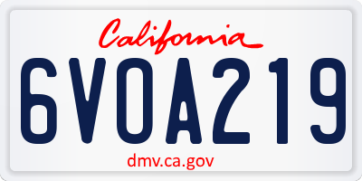 CA license plate 6VOA219