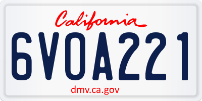 CA license plate 6VOA221