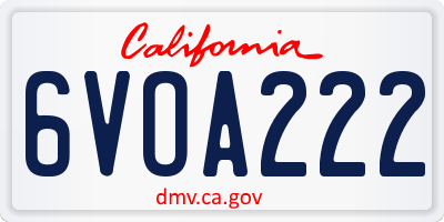 CA license plate 6VOA222