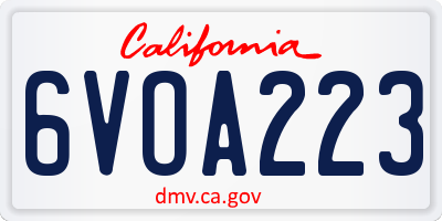 CA license plate 6VOA223