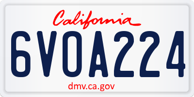 CA license plate 6VOA224