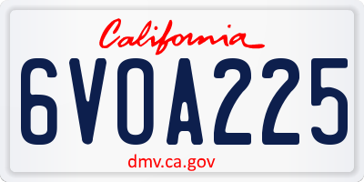 CA license plate 6VOA225
