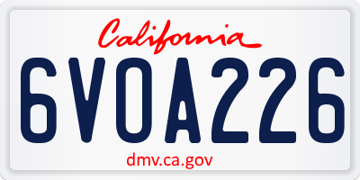 CA license plate 6VOA226