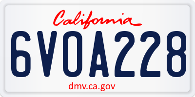 CA license plate 6VOA228