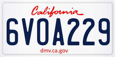 CA license plate 6VOA229