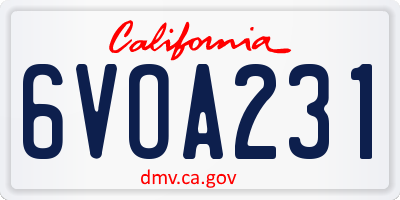 CA license plate 6VOA231