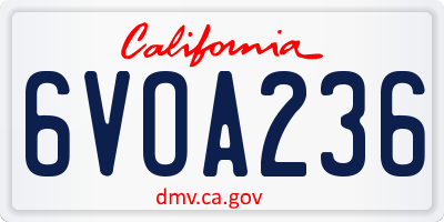 CA license plate 6VOA236