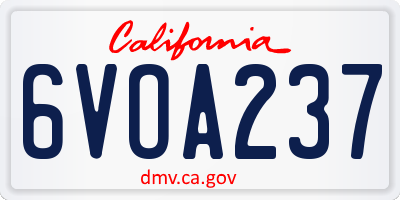 CA license plate 6VOA237