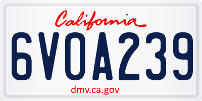 CA license plate 6VOA239