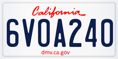 CA license plate 6VOA240