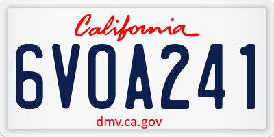 CA license plate 6VOA241