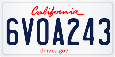 CA license plate 6VOA243