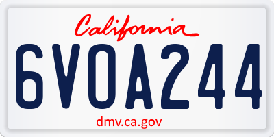 CA license plate 6VOA244