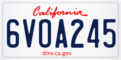 CA license plate 6VOA245