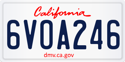 CA license plate 6VOA246
