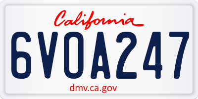 CA license plate 6VOA247