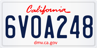 CA license plate 6VOA248
