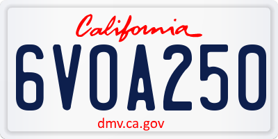 CA license plate 6VOA250