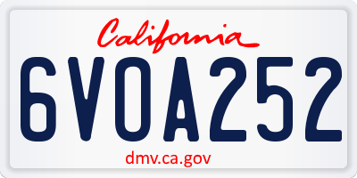 CA license plate 6VOA252