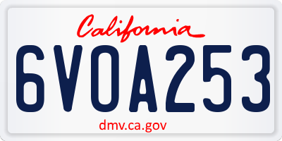 CA license plate 6VOA253