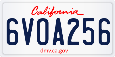 CA license plate 6VOA256