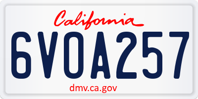 CA license plate 6VOA257