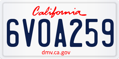 CA license plate 6VOA259