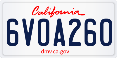 CA license plate 6VOA260