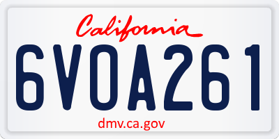 CA license plate 6VOA261