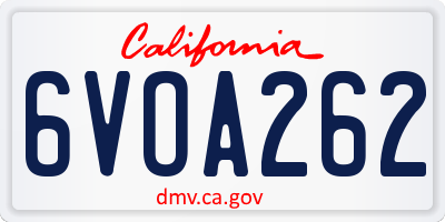 CA license plate 6VOA262