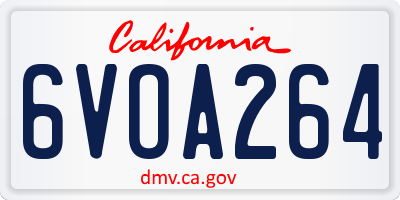CA license plate 6VOA264