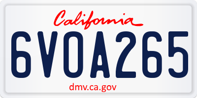 CA license plate 6VOA265