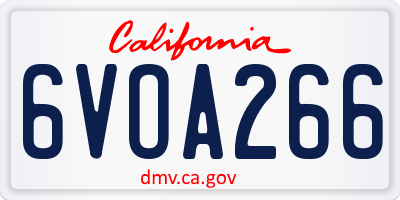 CA license plate 6VOA266
